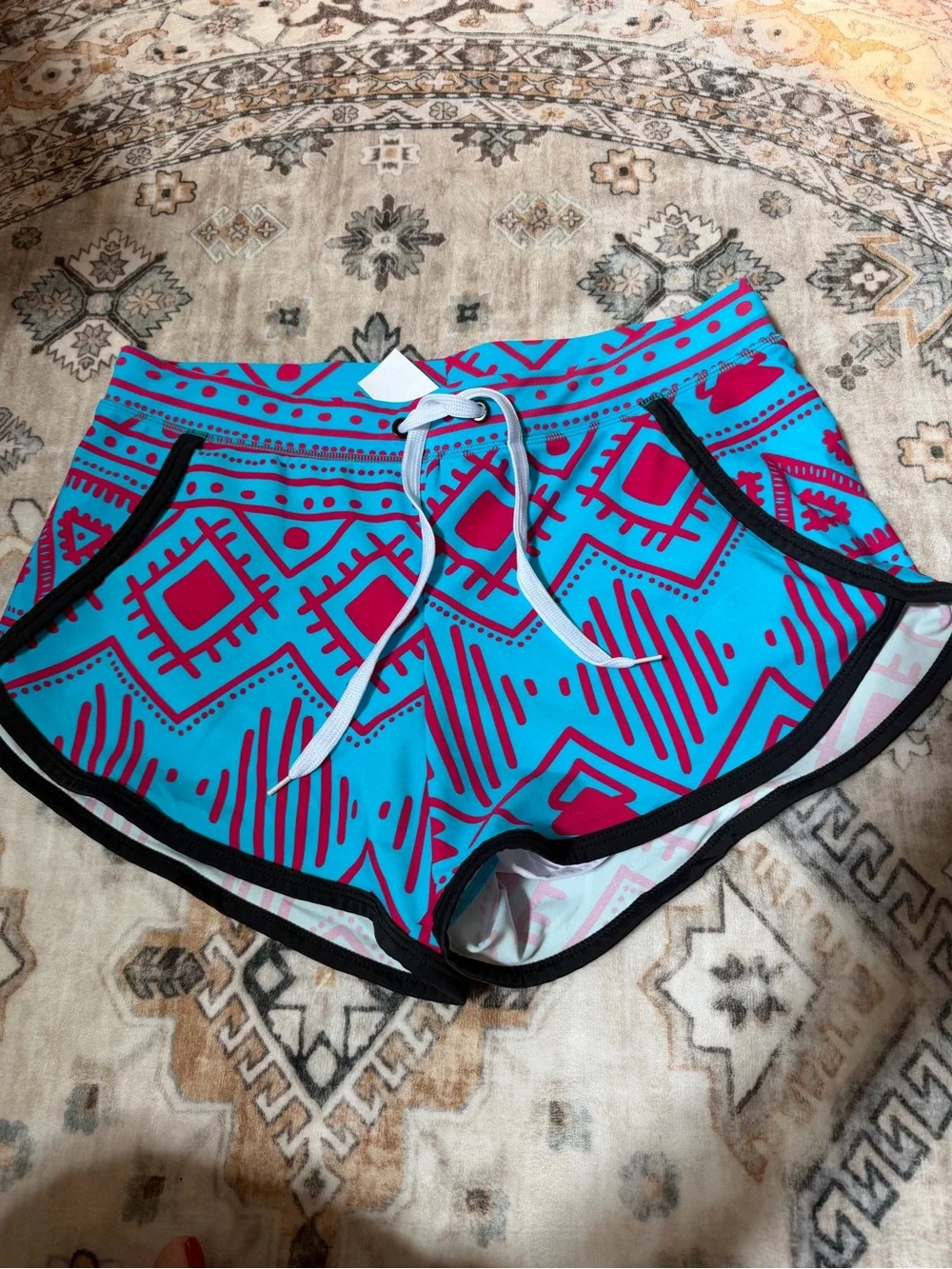 Men's Blue & Pink Quick-Dry Swim Trunks Size Medium